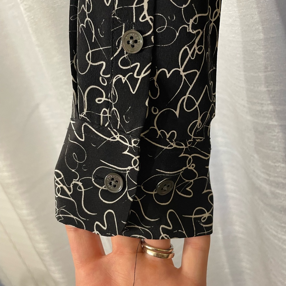 Heart Patterned Silky Button-Down - image 5